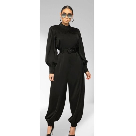 Pants - NWT - Sexy & Stylish Black Jumpsuit with Cuffed Sleeves